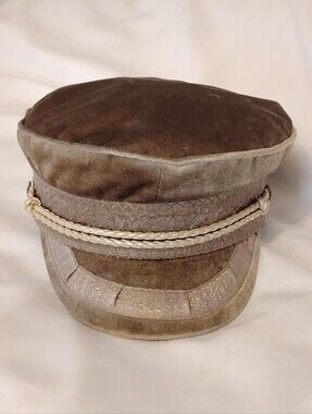 BRIXTON Albany Bronze Velvet Cap in Decorative Cord & Side Buttons, Size: 7/S